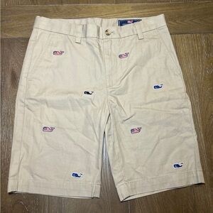 Vineyard Vines Khaki Kids Shorts with Whale Embroidery